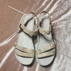 Inblu Gold Snakeskin Strappy Sandals